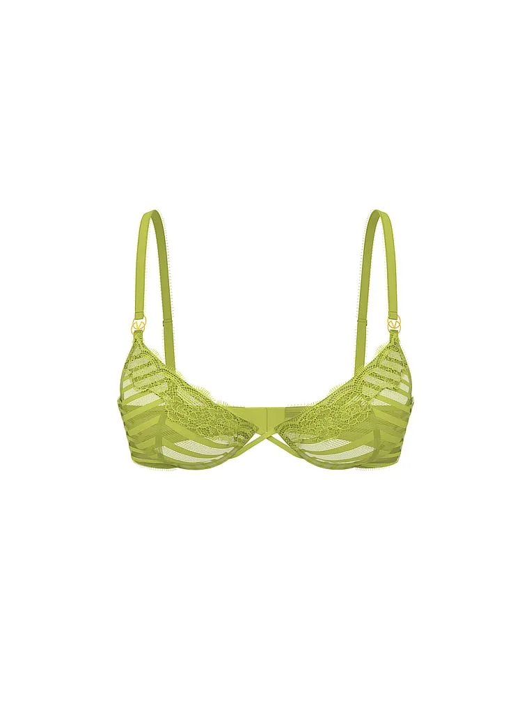 Бюстгальтер-Полубюстгальтер без подкладки в полоску Tease Victoria'S Secret, Lace Trim Gecko Yellow — фото 2