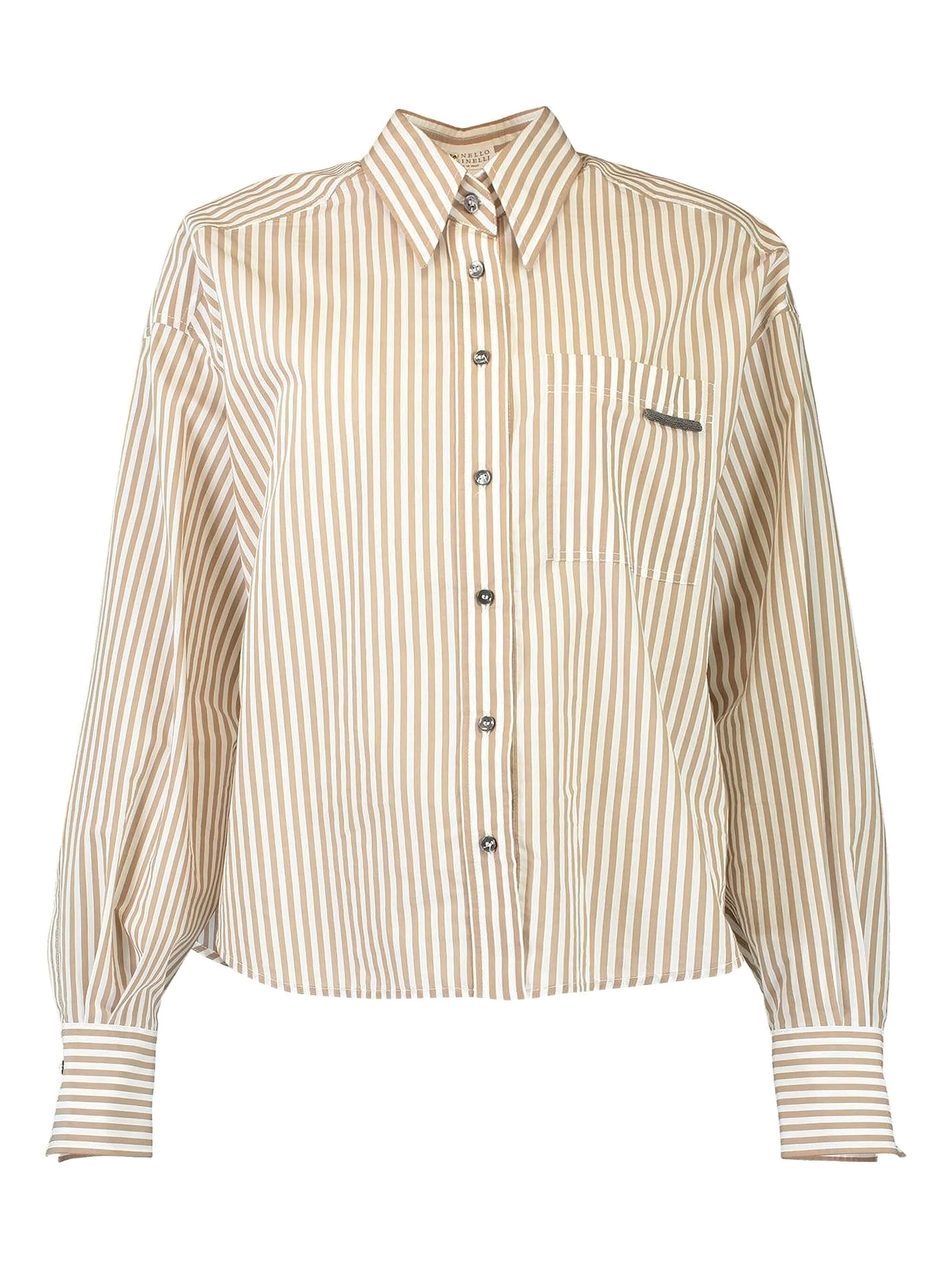 

Рубашка Techno Stripe Brunello Cucinelli, белый