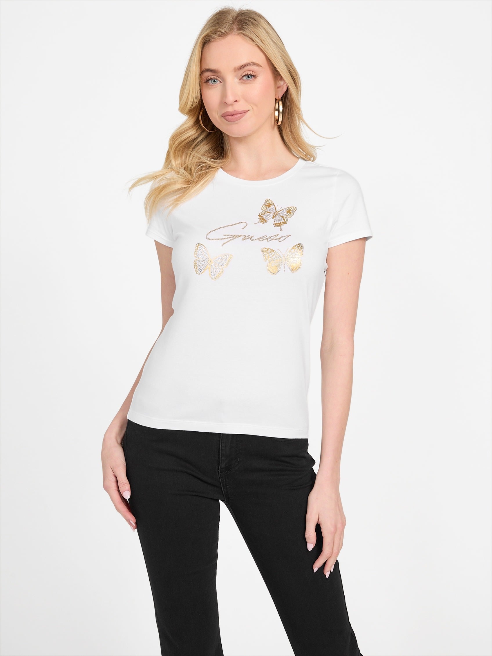 

Футболка с бабочкой Eco Athalia Guess Factory, цвет pure white