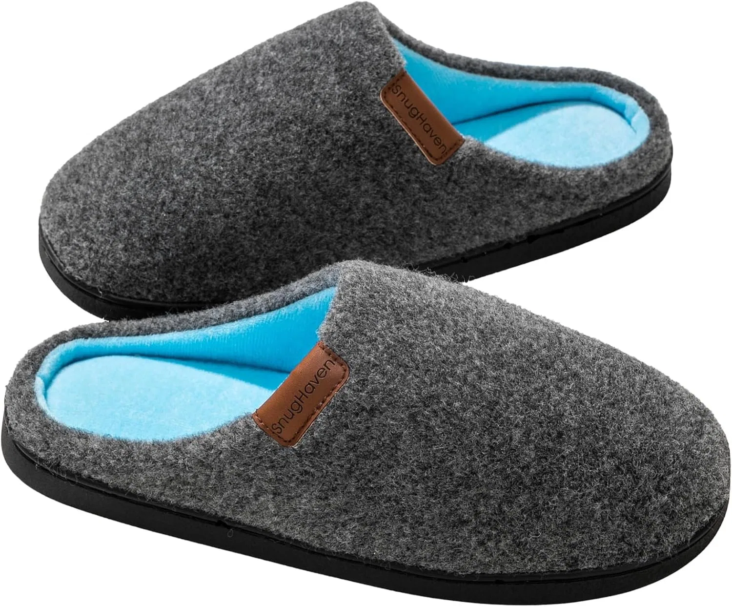Тапочки с эффектом памяти, Men's Wool Felt, серо-голубой SnugHaven