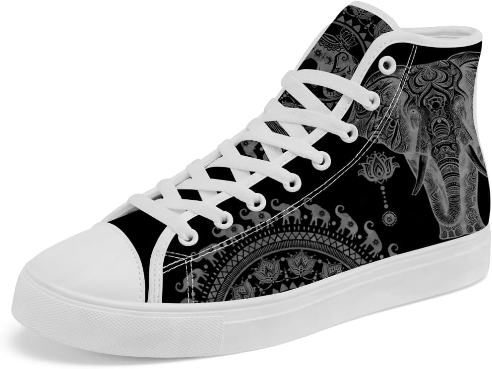 

Высокие кеды из холщовой ткани с принтом мандалы для мужчин и женщин, шнуровка, повседневная обувь Chebing, серый