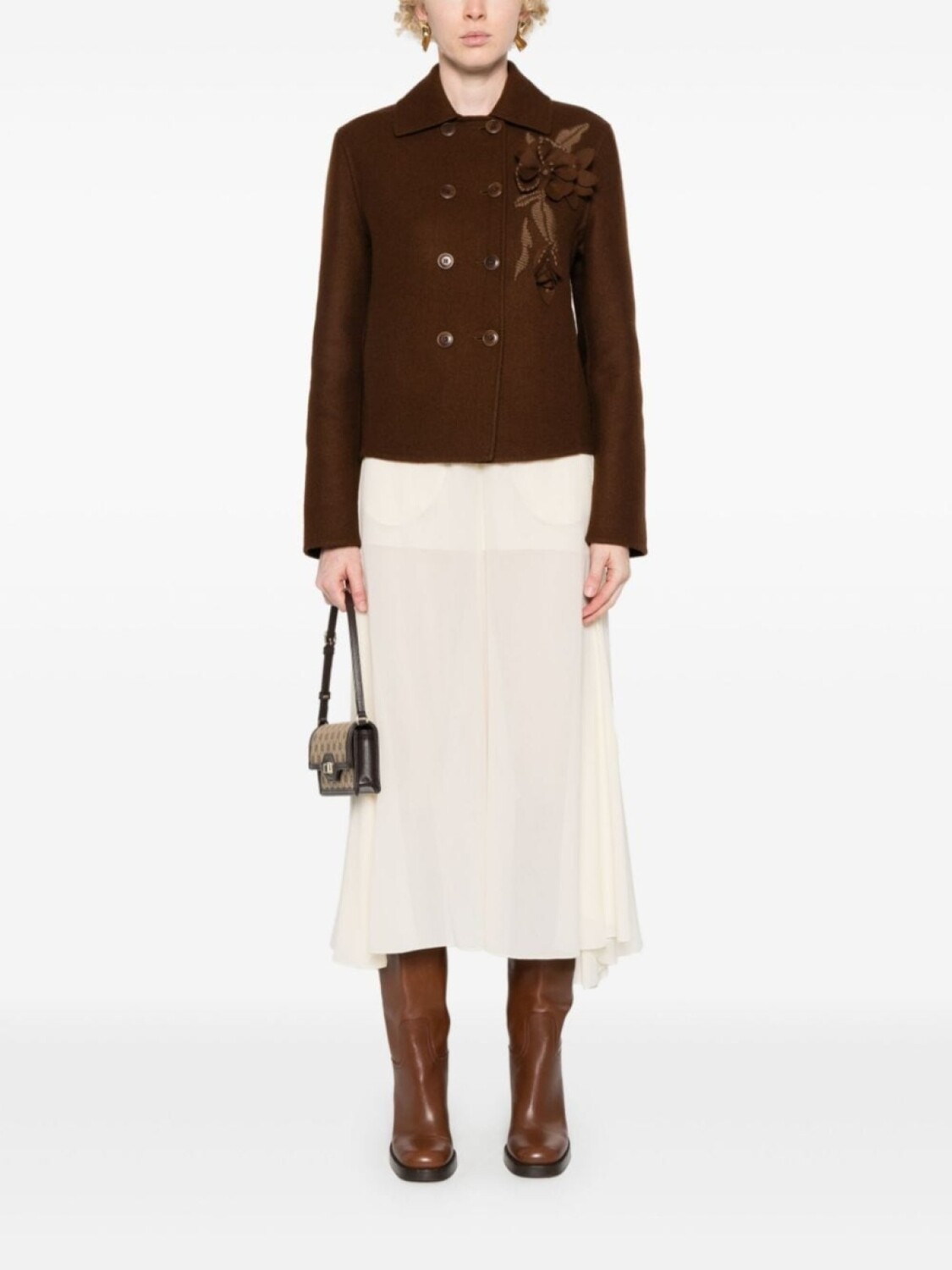 

Ermanno Scervino двубортный пиджак с цветочной аппликацией, коричневый