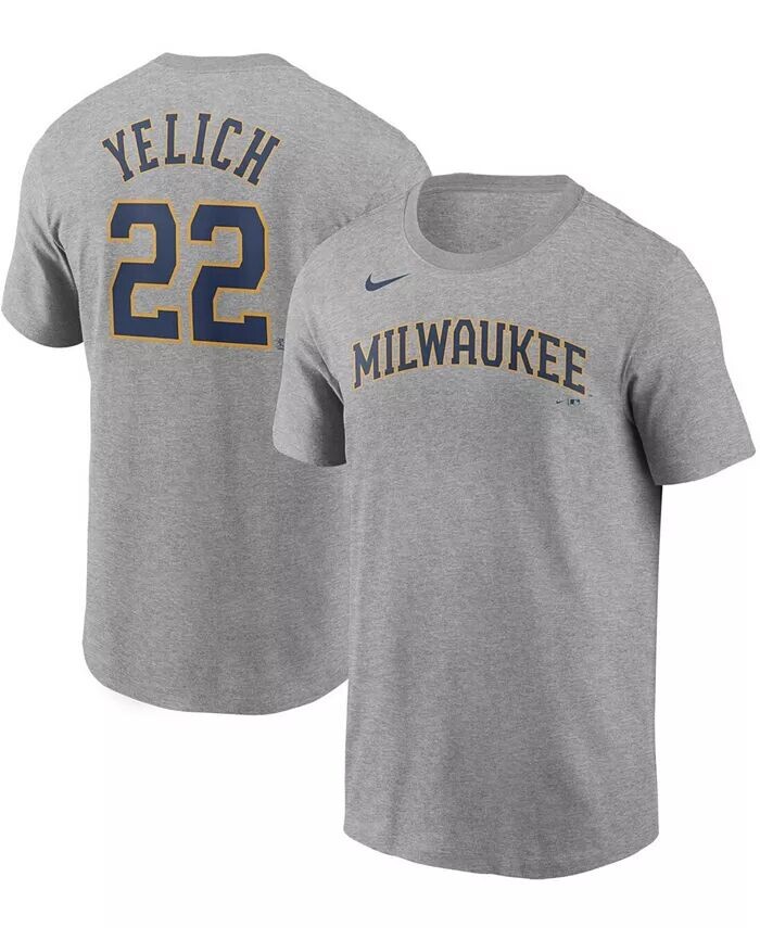 

Мужская футболка Christian Yelich Grey Milwaukee Brewers с именем и номером Nike