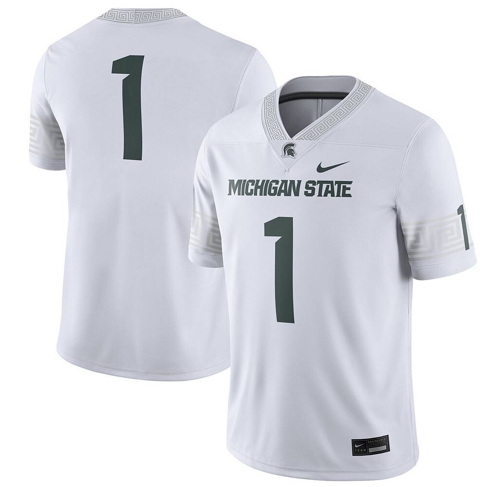 Мужское джерси Nike #1 белого цвета Michigan State Spartans Football Game, цвет Msu White — фото 2