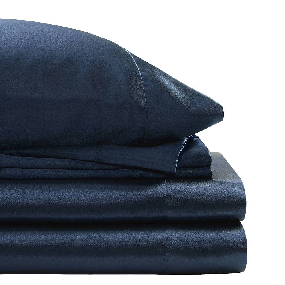 

Роскошный атласный комплект простыней и наволочек Madison Park Essentials, цвет Midnight Blue