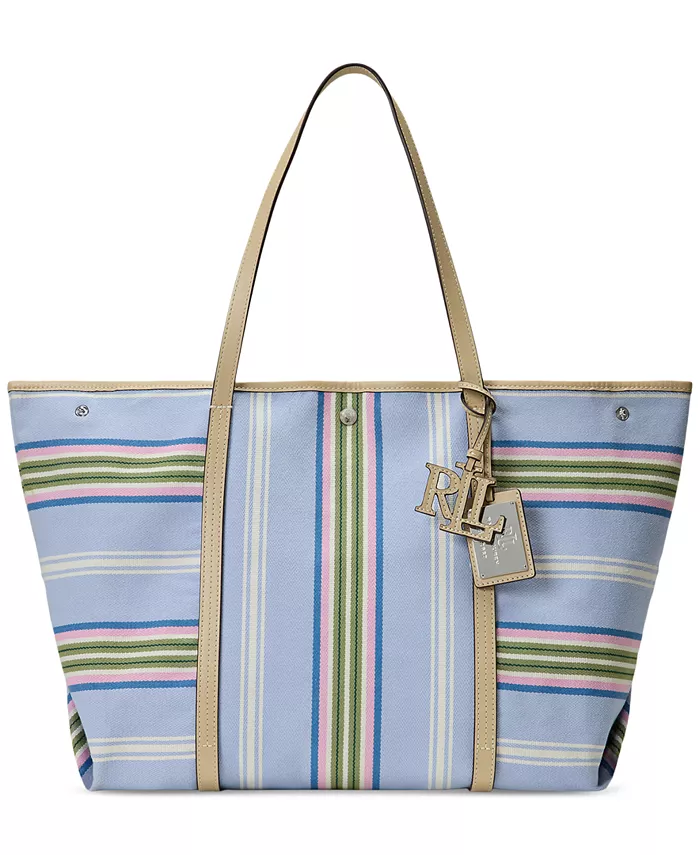 

Полосатая сумка-шоппер Emerie Extra-Large из твила Lauren Ralph Lauren, мультиколор