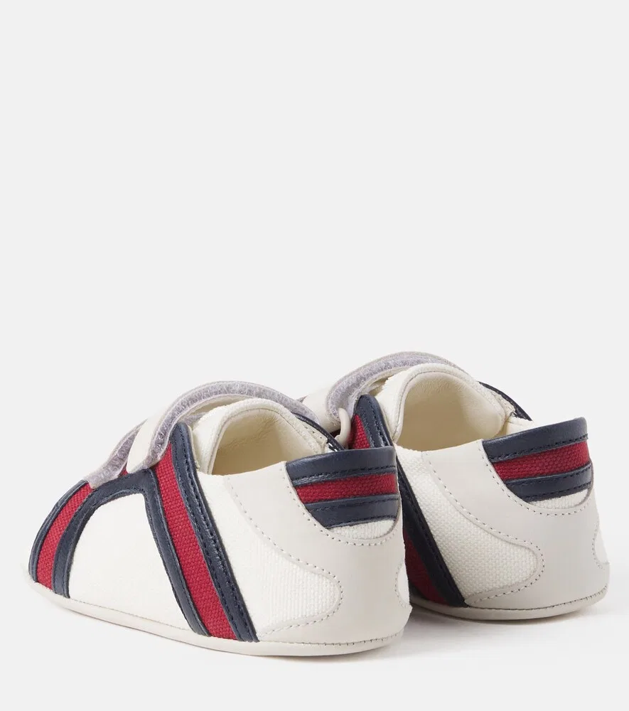 Детские кеды из парусины с замшевой отделкой Gucci Kids, белый — фото 3