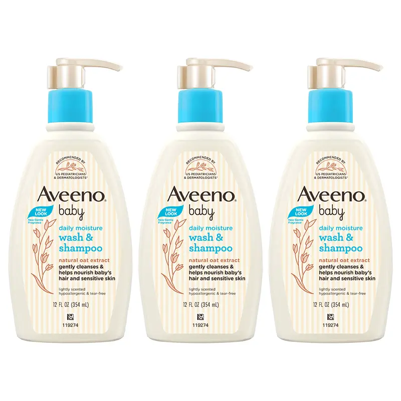 Детское средство для мытья и шампунь 2-в-1 Aveeno Daily Moisture Wash & Shampoo, 532 мл*2 — фото 4