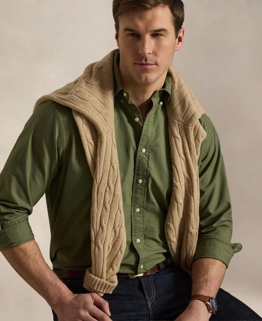 Мужская рубашка Оксфорд больших размеров, окрашенная в готовом виде Polo Ralph Lauren, Garden Trail — фото 3