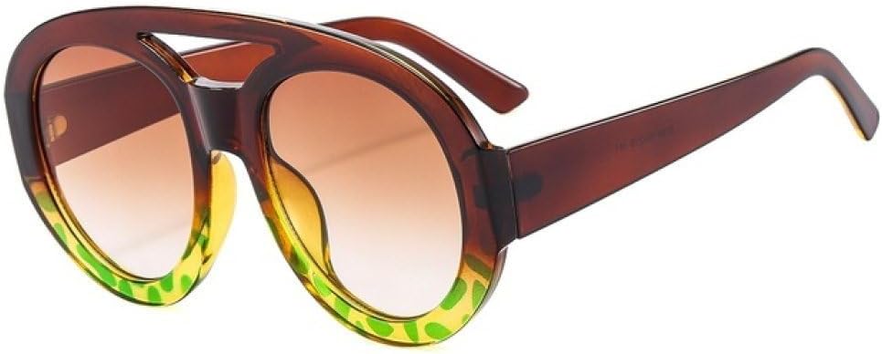 

Винтажные женские круглые солнцезащитные очки с двойной перемычкой, модный градиентный дизайн, защита от УФ-излучения UV400, мужские солнцезащитные очки в стиле панк generic, Tea