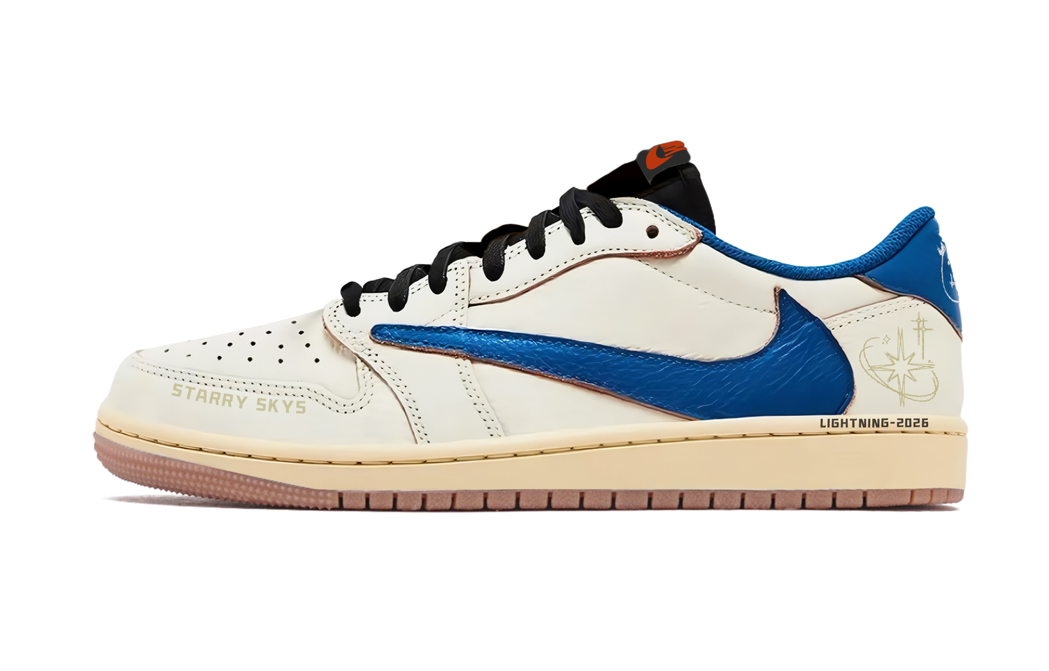 

Трэвис Скотт x Air 1 Low топ винтажные баскетбольные кроссовки Unisex Blue White Jordan, белый/синий