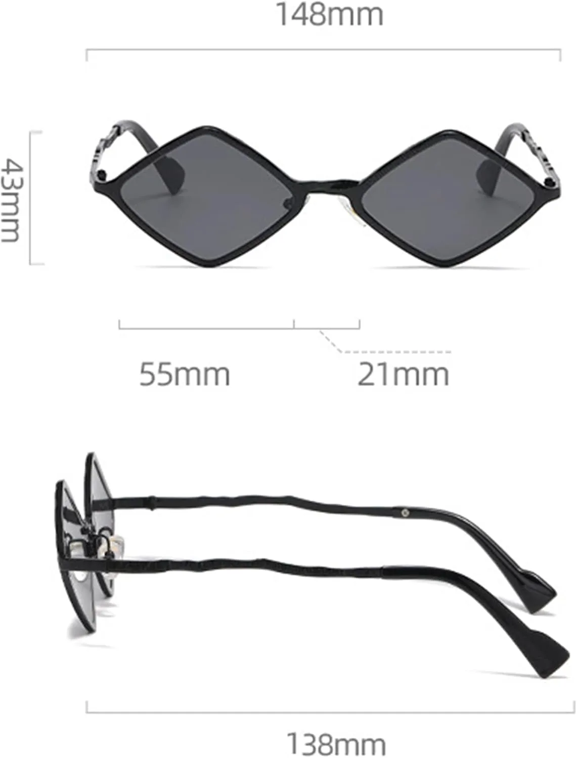 

Женские солнцезащитные очки Bullabulling в форме бриллианта, металлическая четырехгранная оправа, солнцезащитная пленка, защита от УФ-излучения, Gold/Black