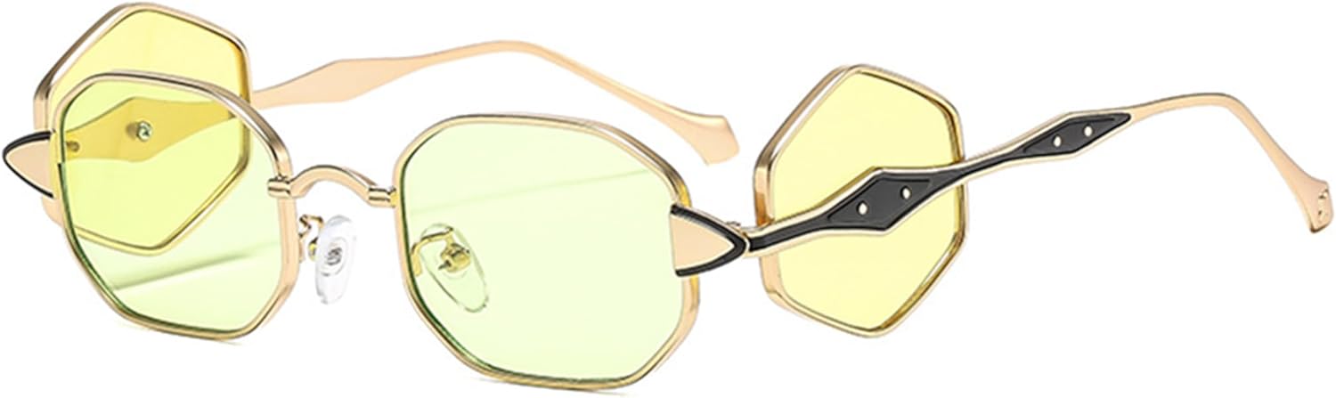 

Солнцезащитные очки Bullabulling Hexagon для женщин/мужчин, винтажные восьмиугольные металлические солнцезащитные очки, многоугольные стеклянные квадратные линзы, Green