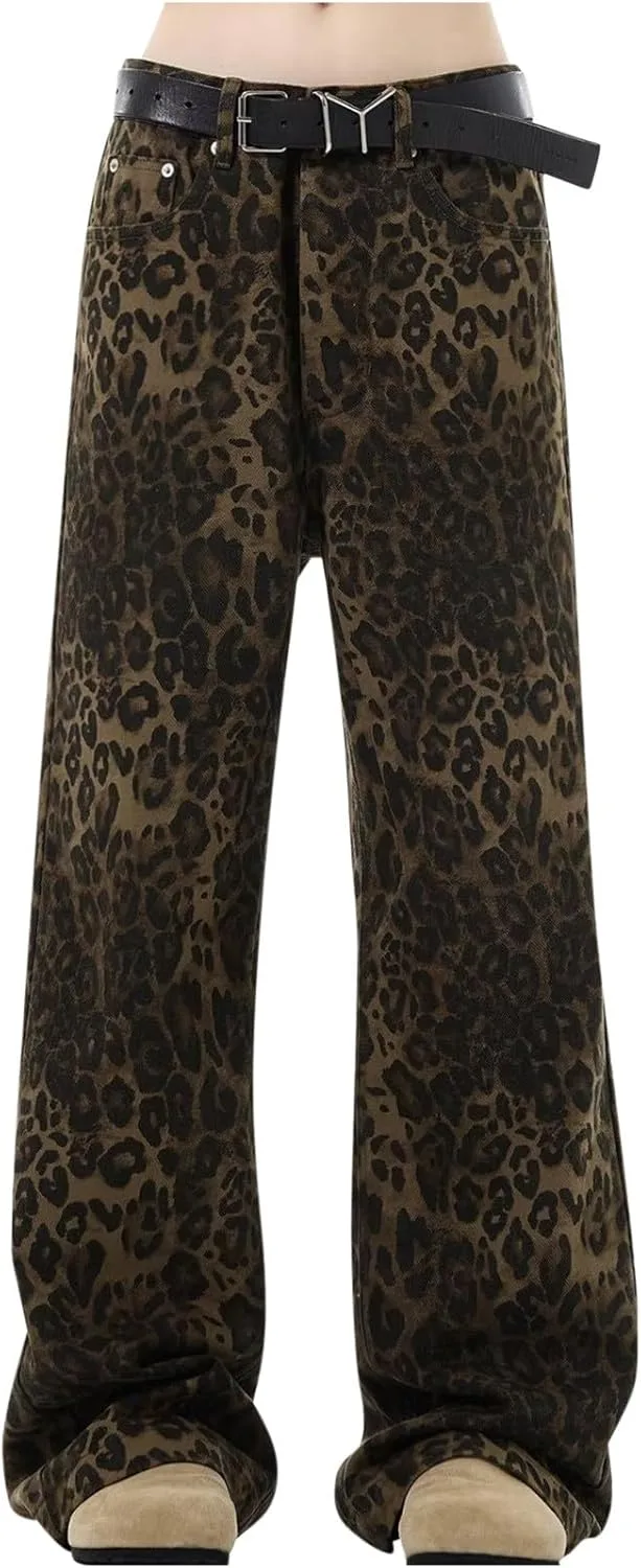

Джинсы женские oversize leopard print JOAU