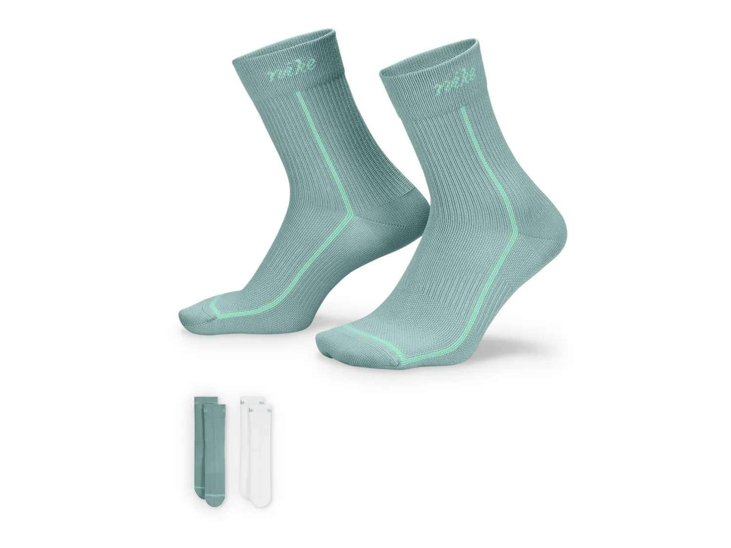 

Носки Nike Everyday Plus Lightweight Women's Crew Socks - 2 Pack, бирюзовый/белый
