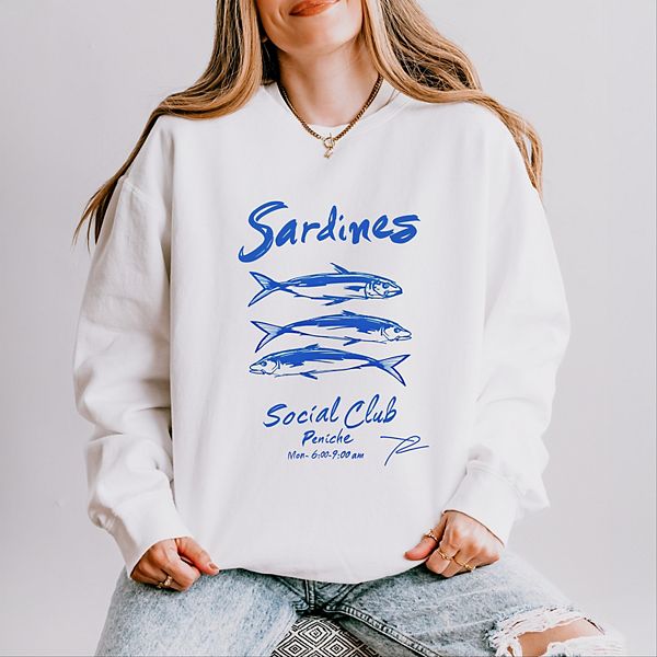 

Sardines social club - женский легкий свитшот garment dyed Simply Sage Market, White