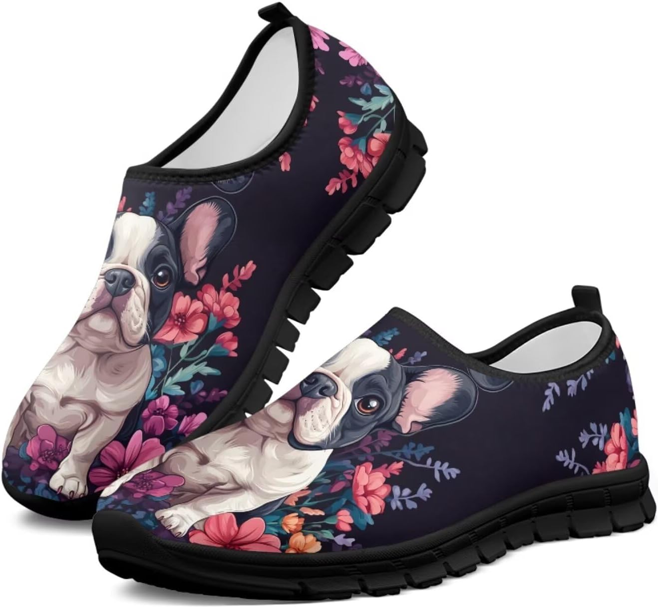 

Женские кроссовки Binienty для прогулок, мужские спортивные слипоны, дышащие низкие лоферы, Bulldog Boho Floral