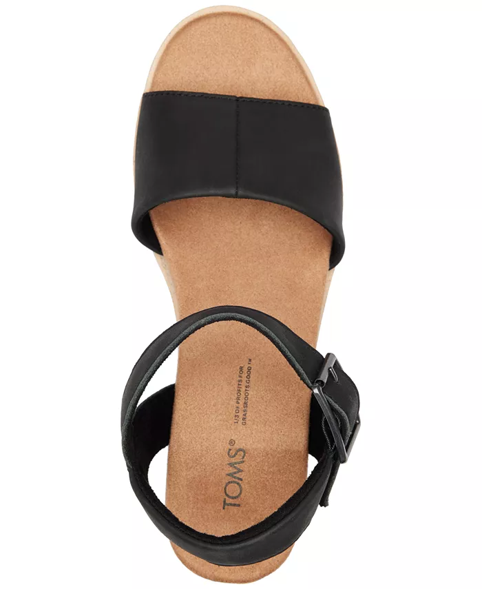 Женские сандалии Diana на платформе с клиновидным каблуком TOMS, черный — фото 4