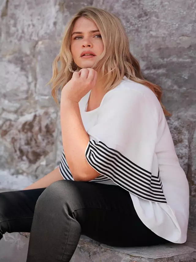 

Топ Live Unlimited Curve Stripe Flutter Sleeve, белый