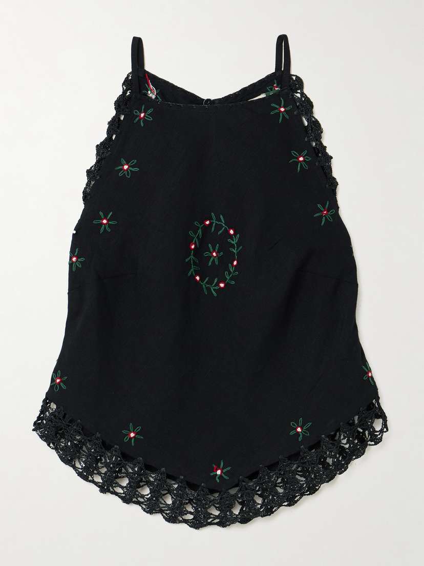 

Топ Ayanna из льняной смеси с отделкой крючком Rixo, черный