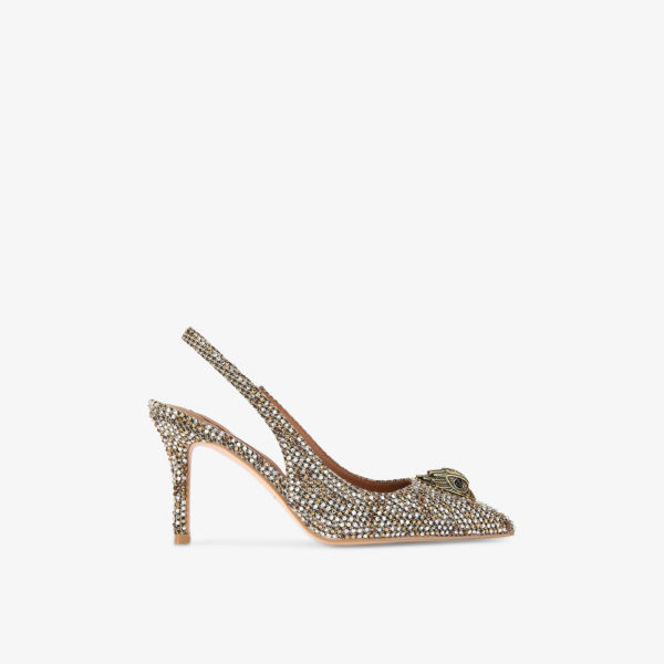 Туфли-лодочки Kurt Geiger London Белгравия на каблуке с ремешком на щиколотке и кристаллами, бежевый