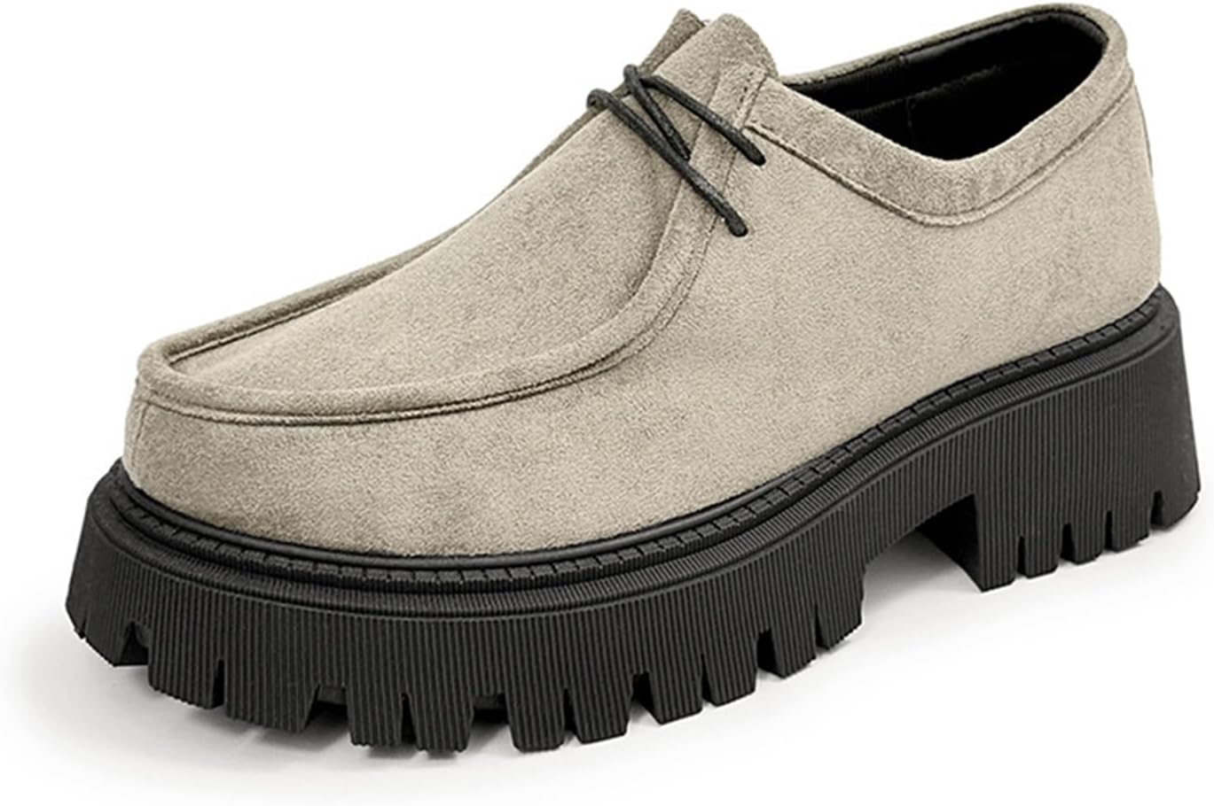 

Мужские замшевые оксфорды-мокасины на шнуровке с высокой подошвой, удобные и дышащие, бизнес-кэжуал, для работы в офисе и повседневной носки на улице Bzikbge, серый