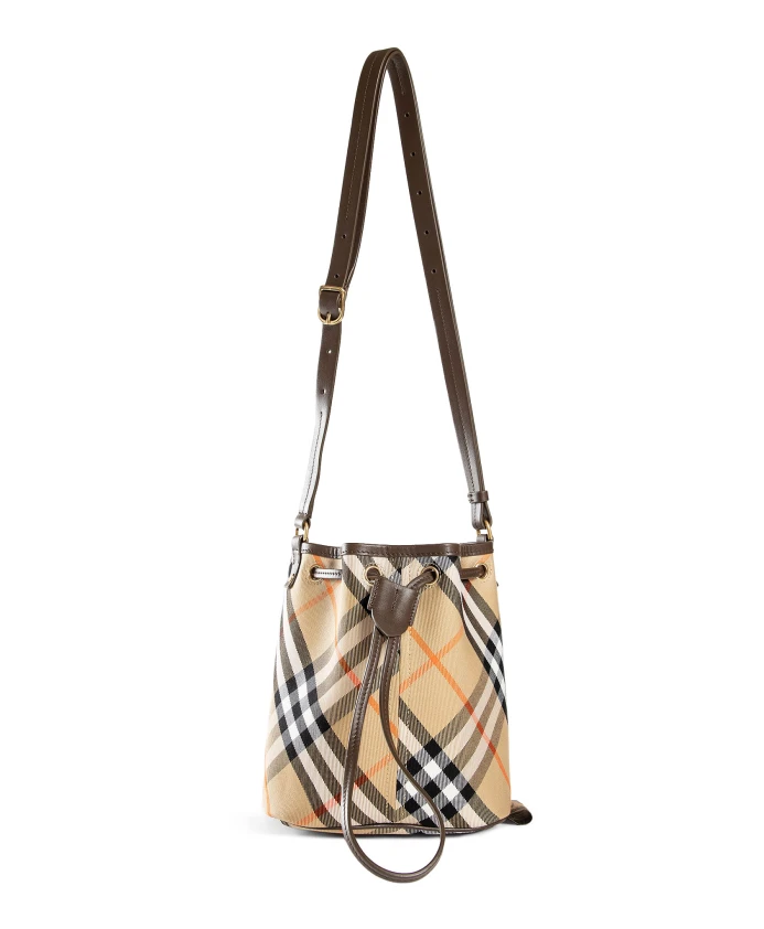 

Сумка Мешок с кожаной отделкой и застежкой кулиской. Burberry, бежевый
