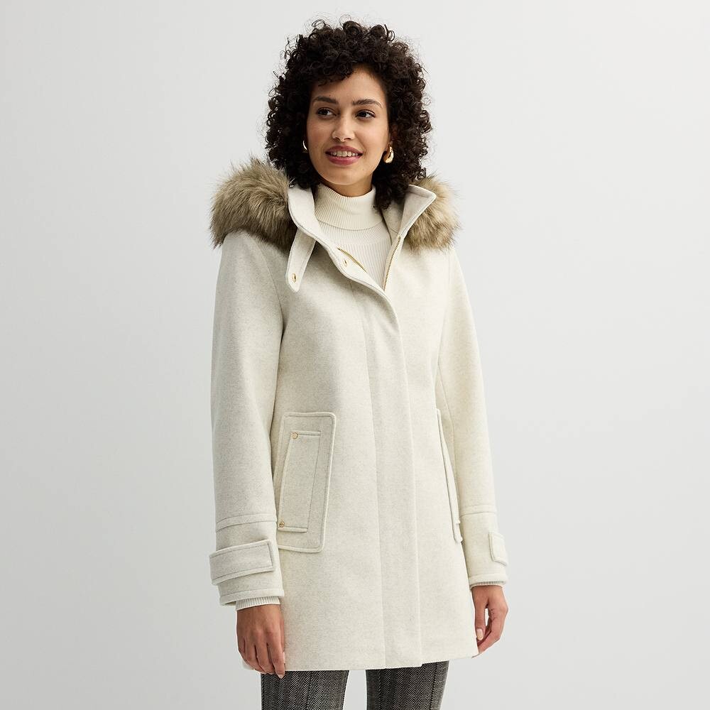 

Женский дафлкот Nine West Modern со съемным капюшоном, цвет Ivory