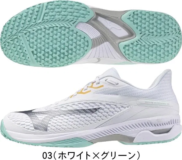 Теннисные кроссовки «Wave Exceed 6 OC» от Mizuno, 03 (White X Green) — фото 2