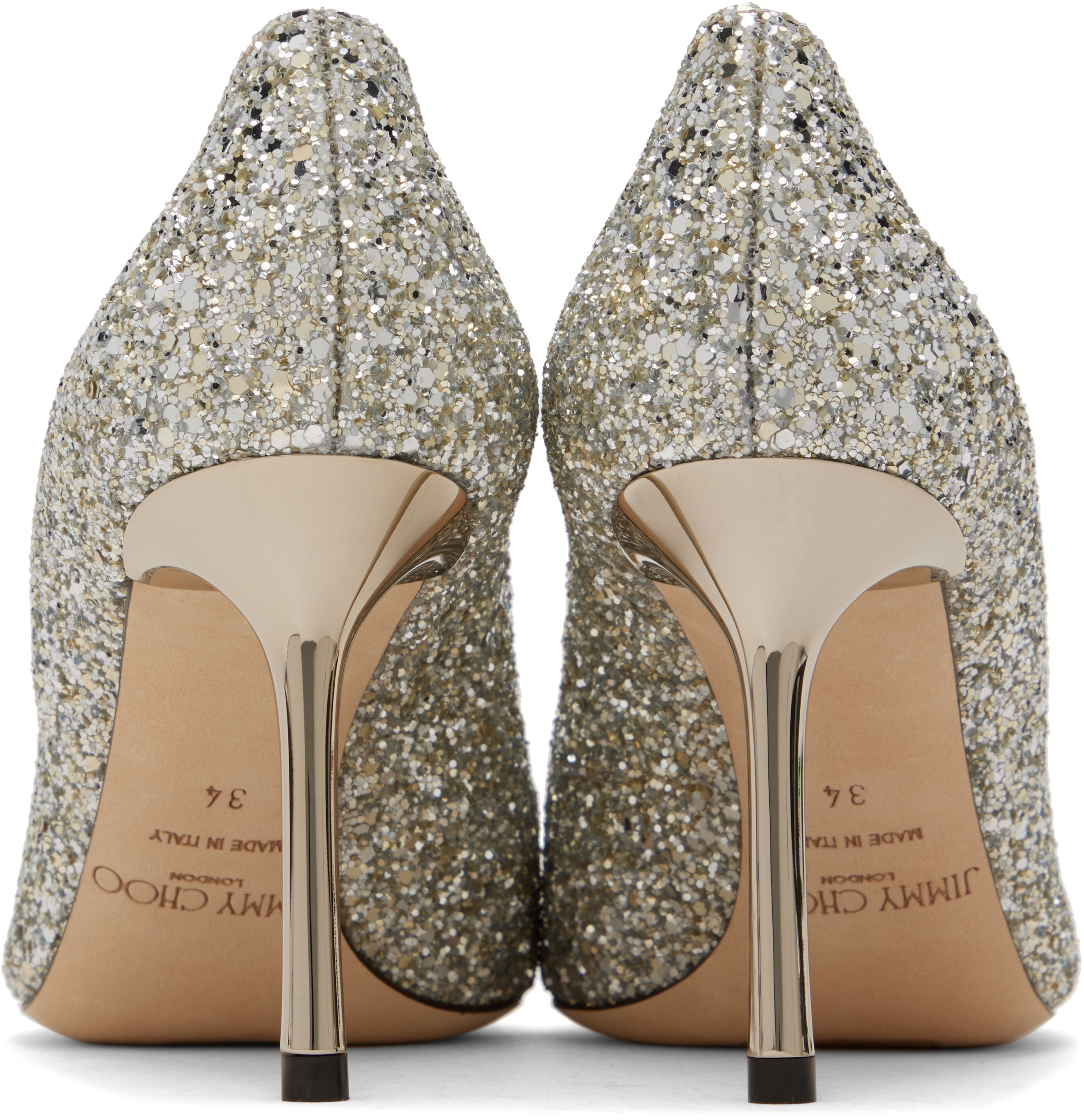 Серебряные туфли Romy 85 Jimmy Choo, Champagne — фото 2