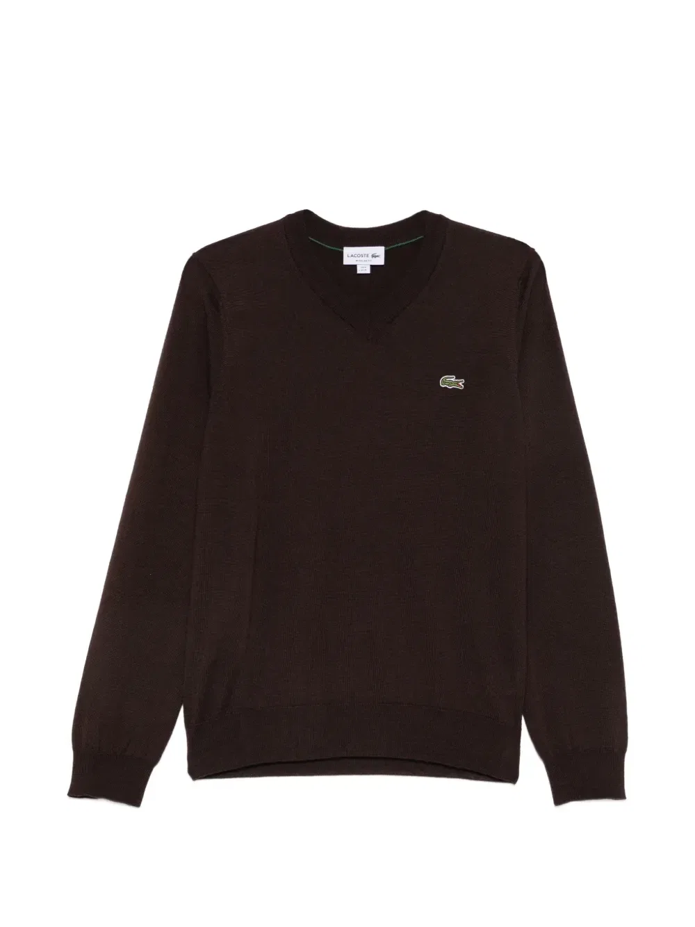 Свитер с V-образным вырезом и нашивкой-логотипом Lacoste, коричневый