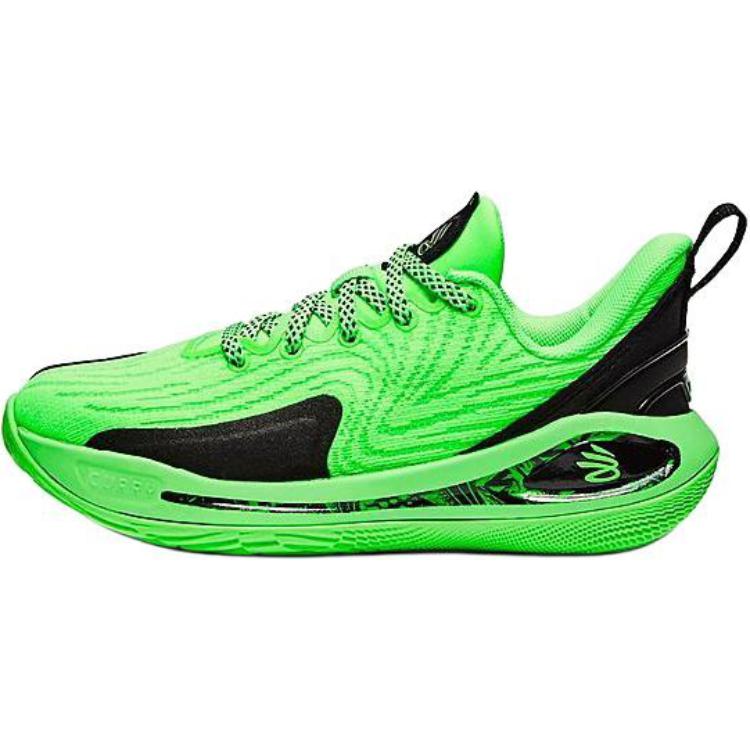 

Баскетбольные кроссовки Curry Flow 12 с низким верхом, устойчивые к истиранию и скольжению, детские Under Armour, зеленый/черный