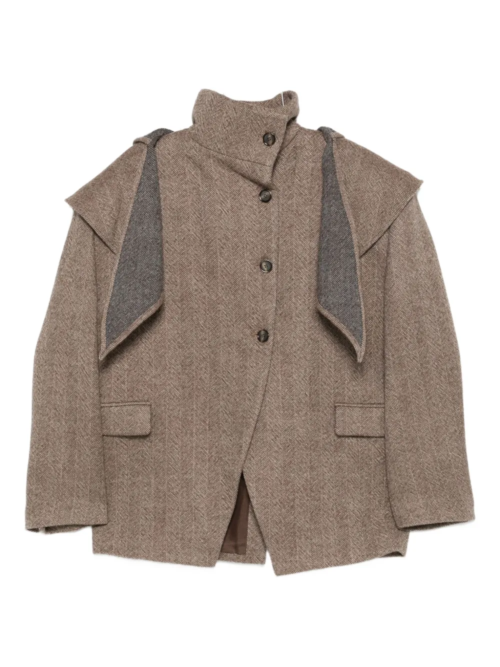 

Блейзер с многослойным дизайном и акцентом на плечи Magda Butrym, коричневый