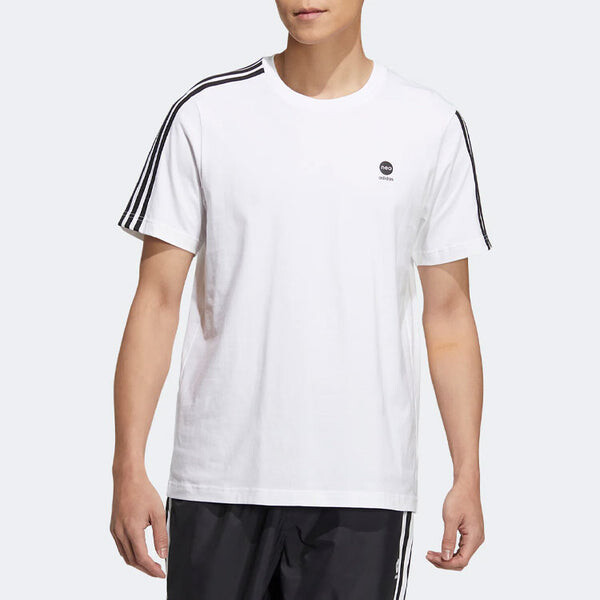 Футболка adidas neo Logo Printing Round Neck Sports Short Sleeve White T-Shirt, белый — фото 2