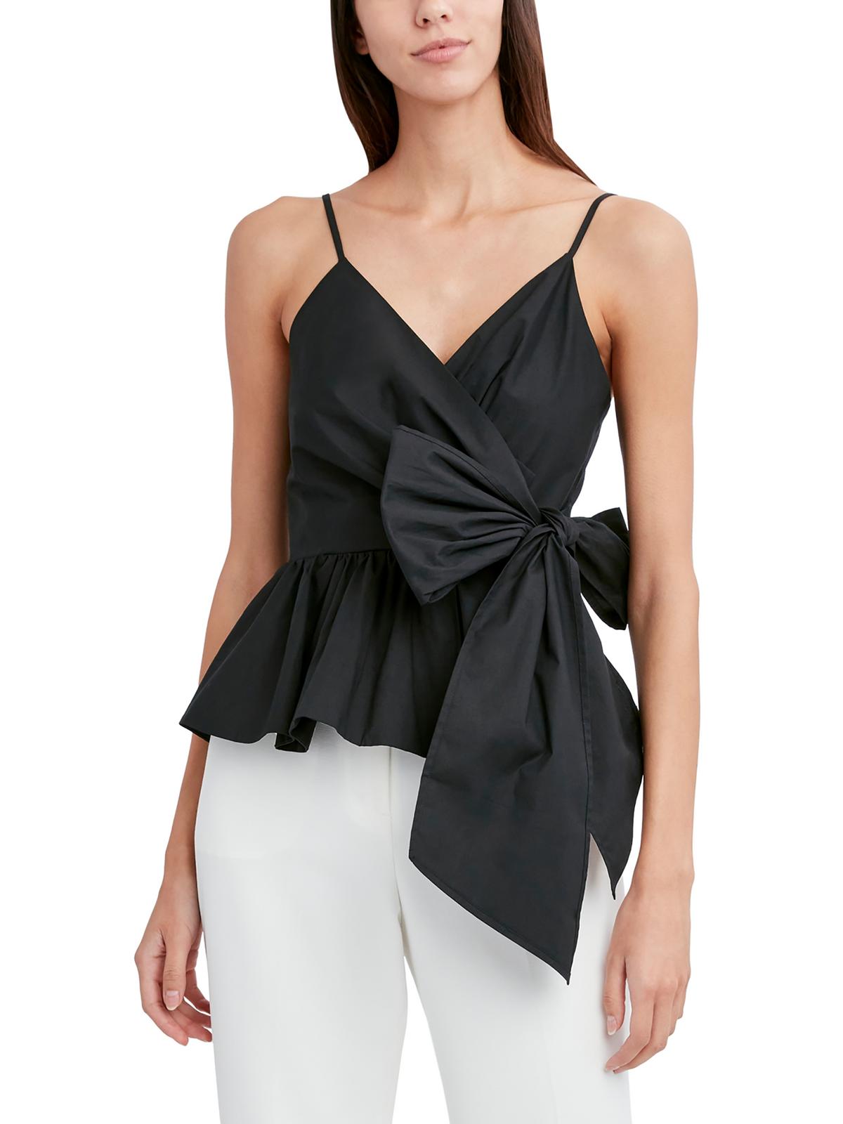 

Женский топ-обертка с баской и запахом BCBGMAXAZRIA, черный