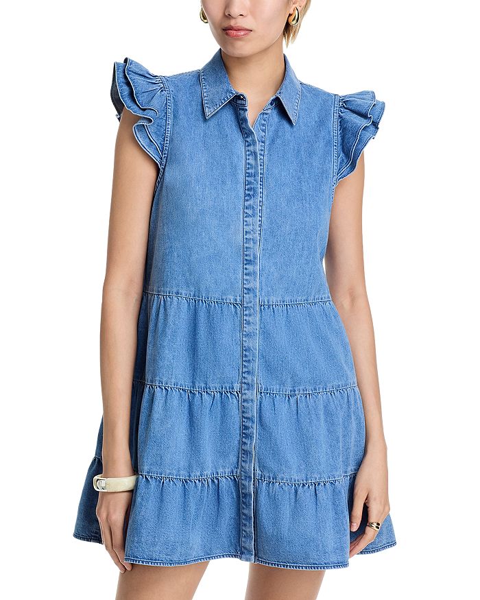 

Alice and Oliva Jem Джинсовое платье-мини с ярусами Alice and Olivia, синий