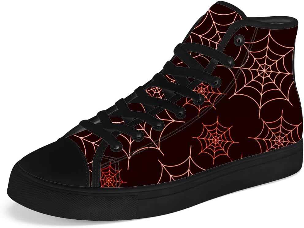 

Кеды на высокой платформе chebing Spider Web из холщовой ткани для мужчин и женщин, высокие кроссовки на шнуровке, повседневная обувь, подарок для парня или девушки, черный