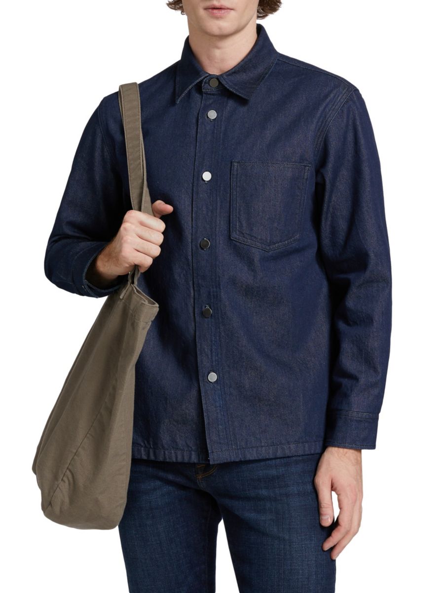 

Джинсовая твиловая рубашка Theory, цвет Rinsed Indigo