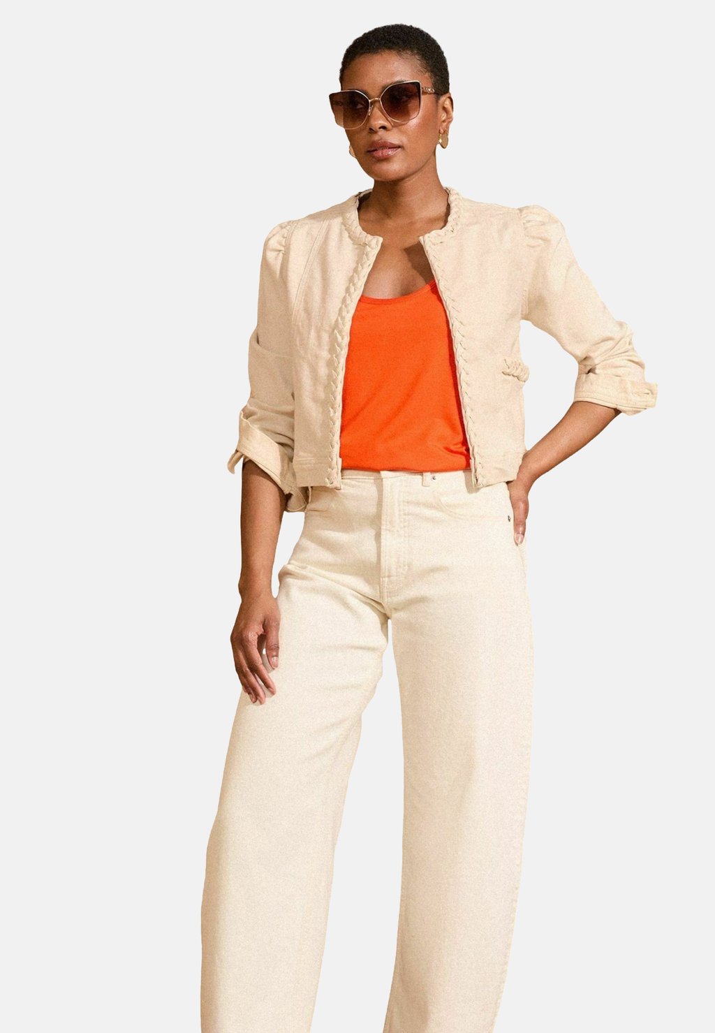

Джинсовая куртка REGULAR FIT - PLAIT COLLARLESS - Blazer Love & Roses, бежевый