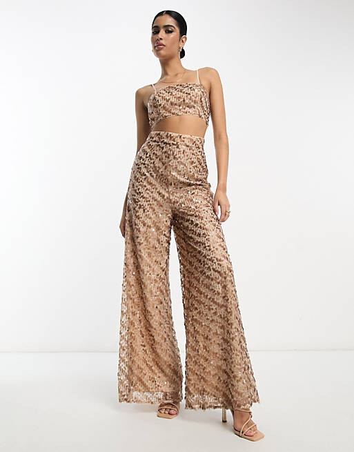 

Серо-коричневый комбинезон с пайетками ASOS DESIGN 2 в 1