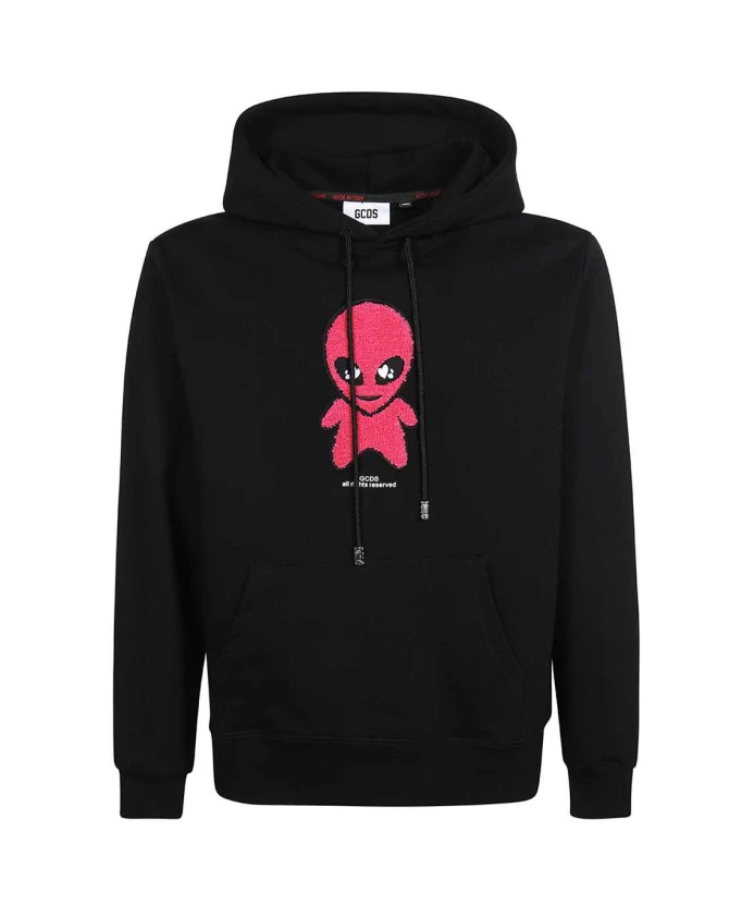 

Хлопковая толстовка с капюшоном, регулируемым кроем. Gcds, черный