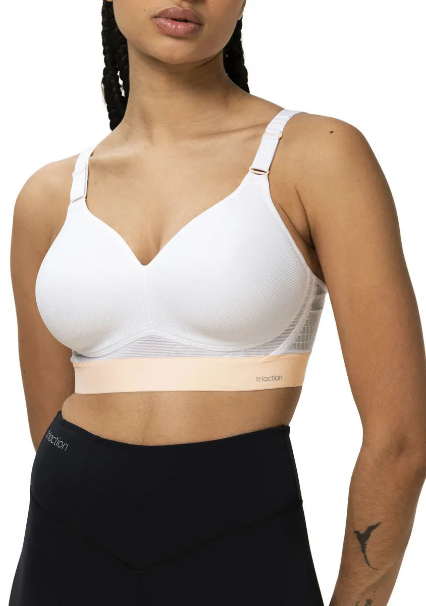 

Спортивный бюстгальтер Triaction by Triumph "Triaction Hybrid Lite P EX", чашка A-F, без косточек, с дышащими разделительными чашками, цвет Weiß-Apricot