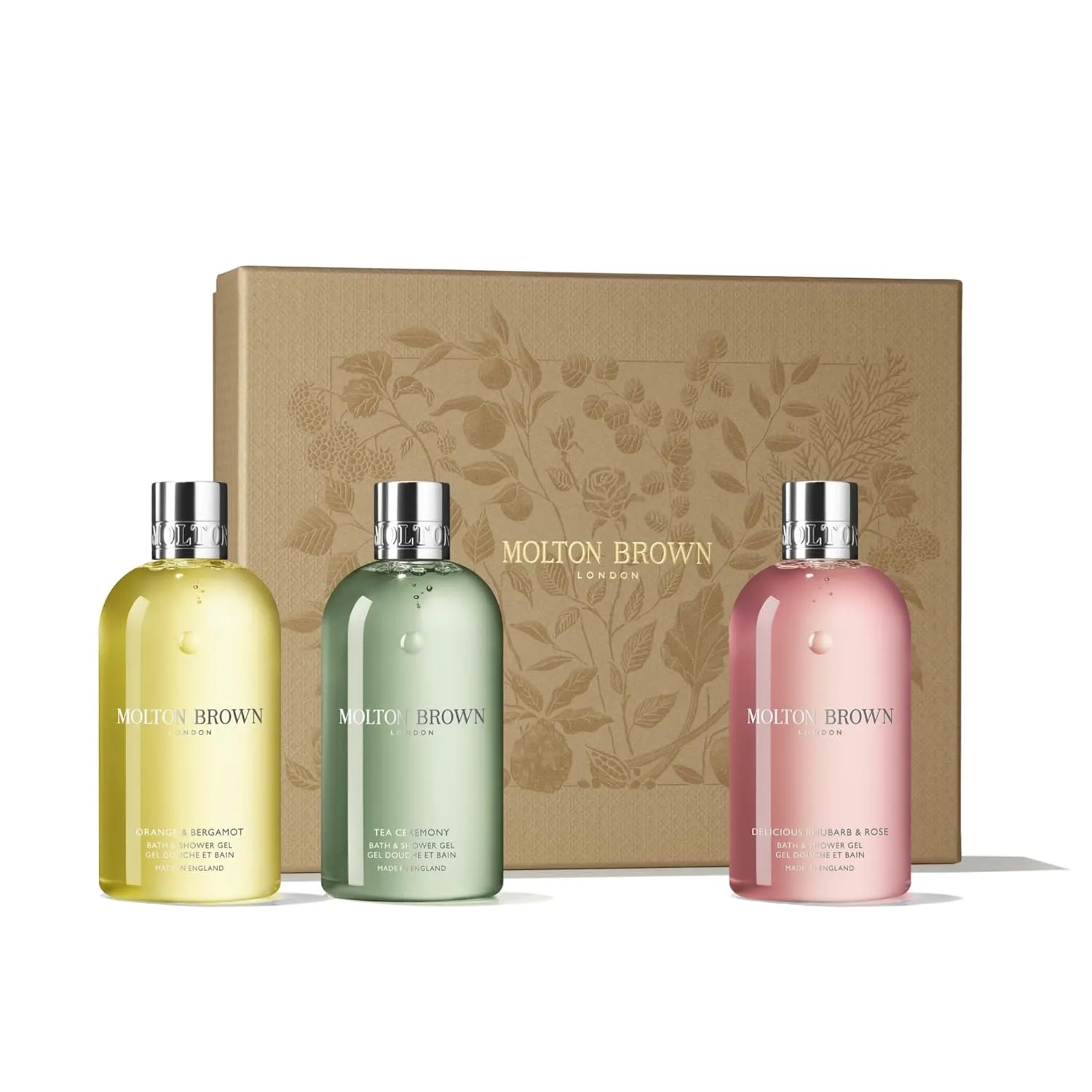 Подарочный набор для женщин Molton Brown Floral & Green Body Wash - три геля для душа и ванны по 280 мл, роскошный ароматизированный набор для ухода за телом, ко Дню матери. 887 мл, green