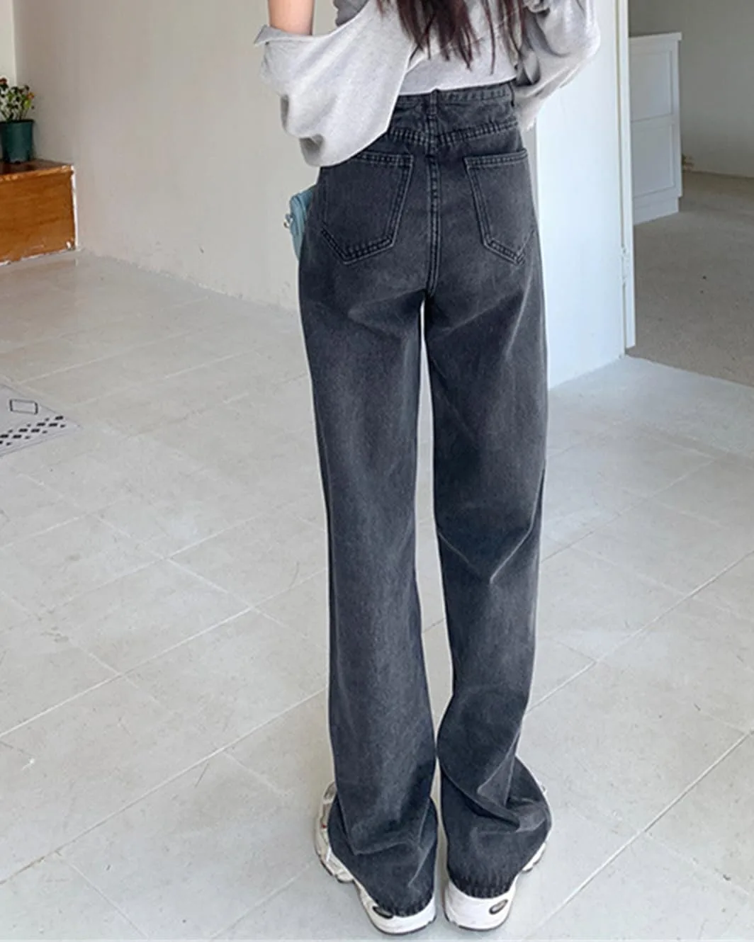 GPCHAN Женские джинсы с высокой талией прямого кроя Casual Loose Solid Heritage Wide Leg — фото 4