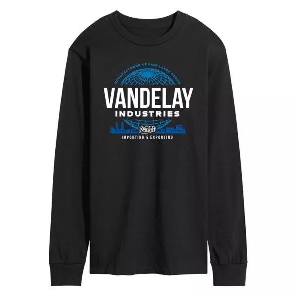 

Мужская футболка с длинным рукавом и принтом Seinfeld Vandelay Industries Licensed Character, черный