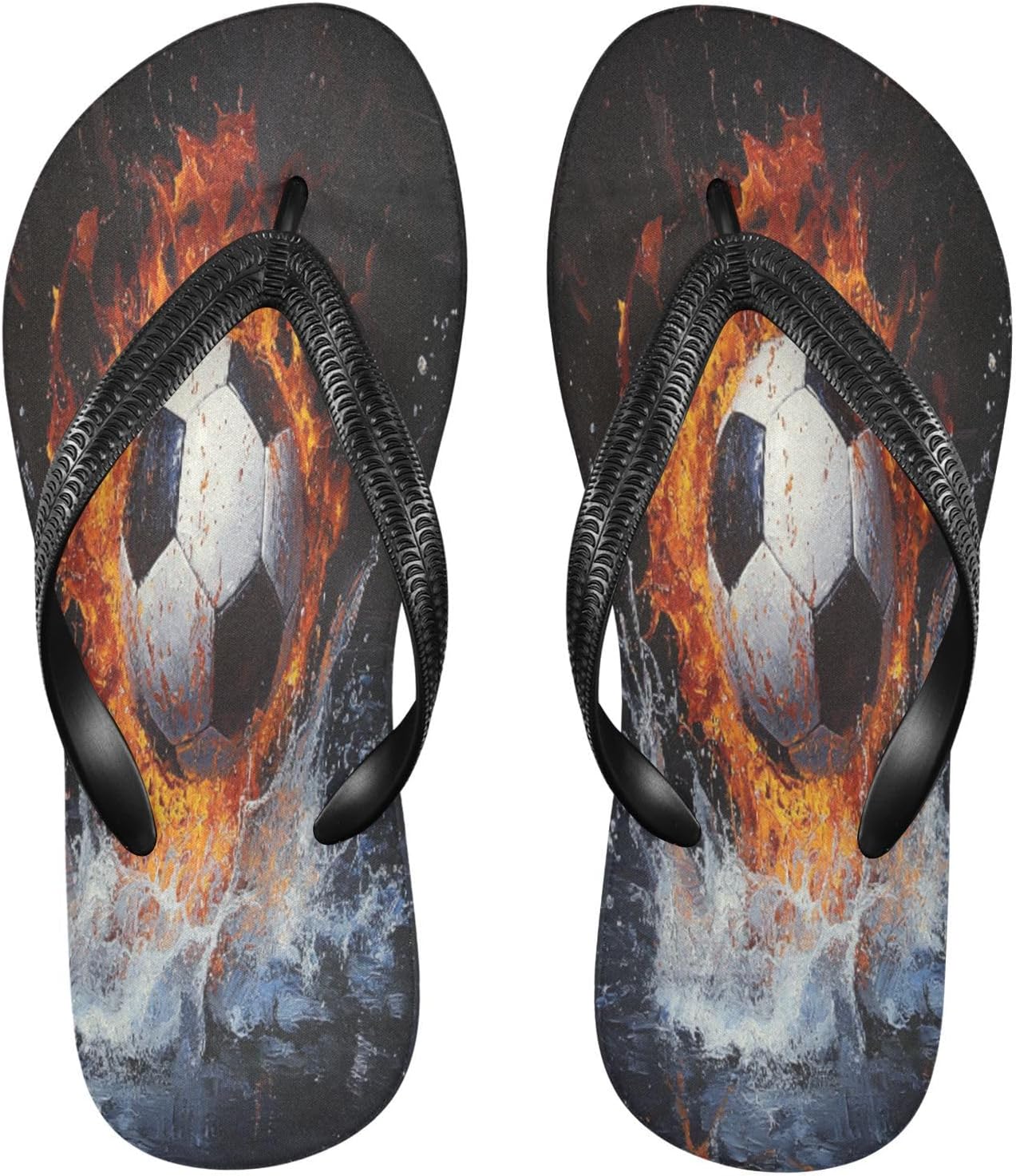 

Мужские и женские пляжные шлепанцы с футбольным мячом, черного цвета, резиновые, противоскользящие, летние тапочки для душа и прогулок Sinestour