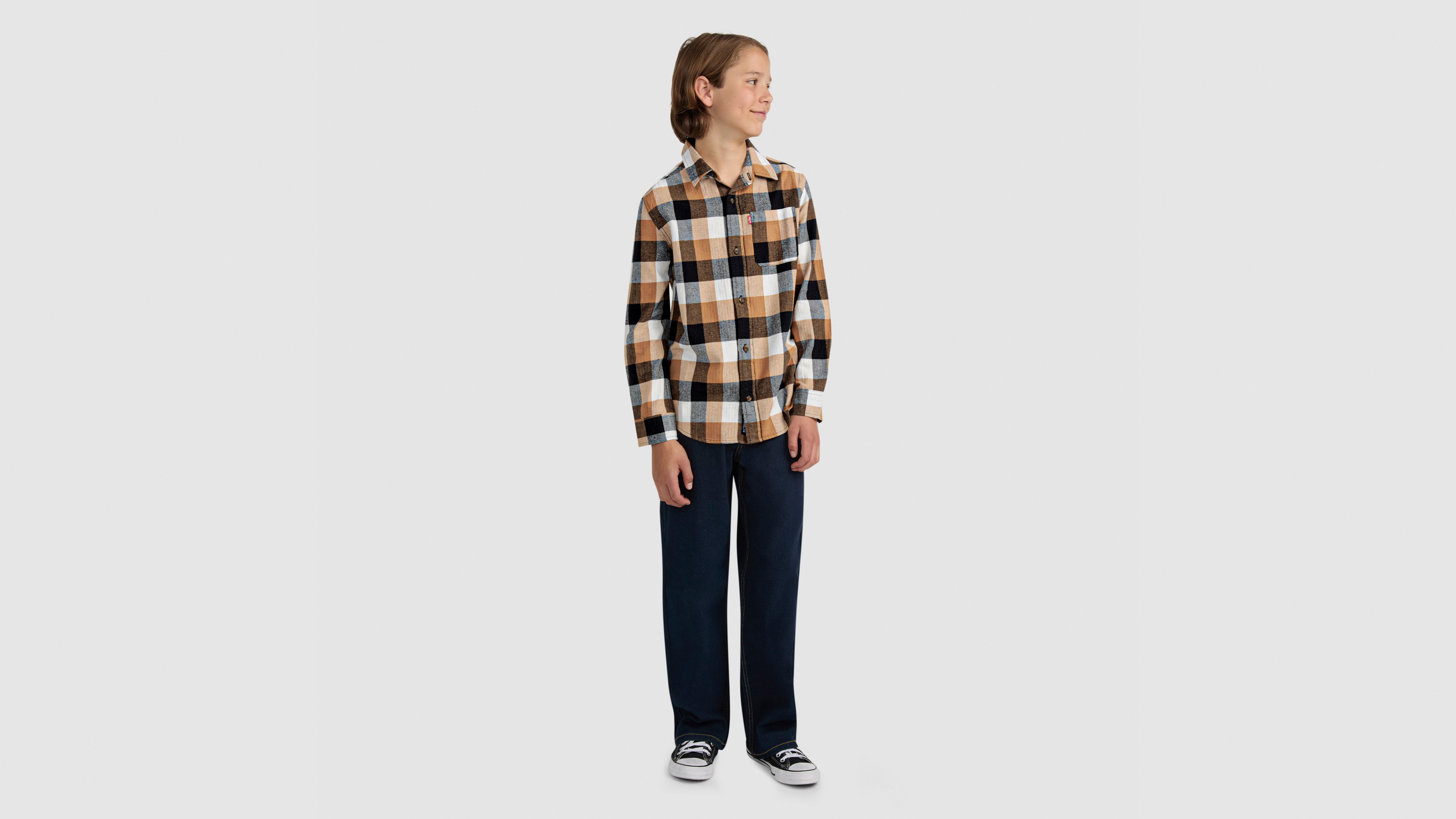 

Рубашка фланелевая в клетку Buffalo Check для больших мальчиков S-xl Levi's, Jet Black - Beige