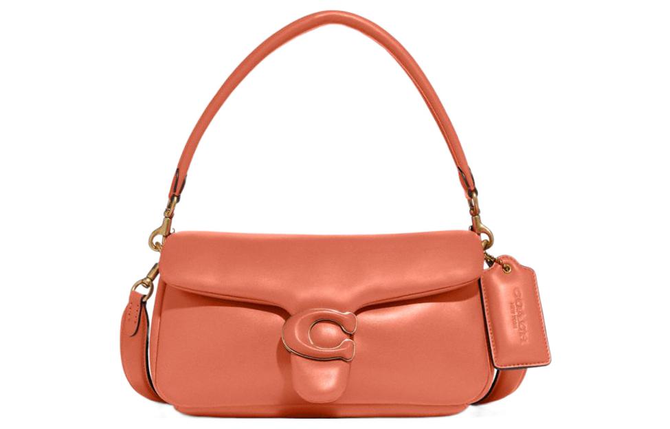 

COACH Кожаная сумка облако через плечо с подушкой под мышку женская светло коралловая