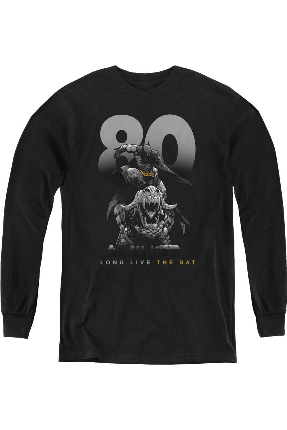 

Батмен Большие 80-е Детский худи с длинными рукавами Gildan, черный