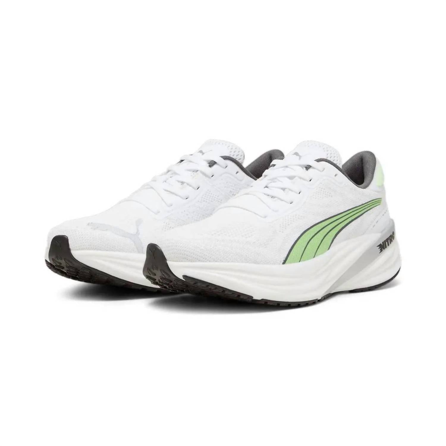 Мужские кроссовки Magnify Nitro 2 белого/ледяно-серого/зеленого цвета Puma, White/Glacial Gray/Speed Green — фото 2